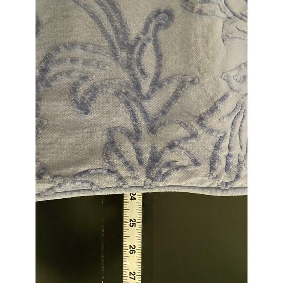 Bella Notte Standard Shams Pair of 2 Blue Floral Leaf Pattern Chenille Buttons - Picture 6 of 7